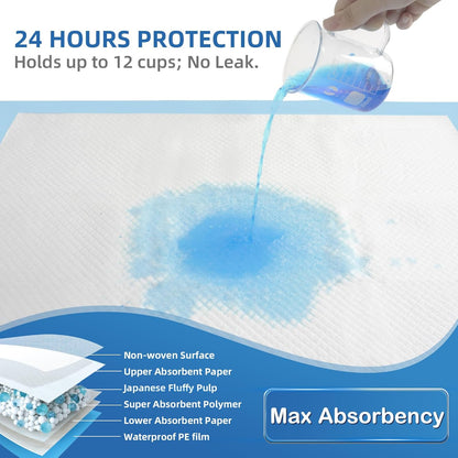 Bed Pads with Adhesive Strip 30"x36" Thicken Elderly Adults Incontinence Underpads Disposable,Heavy