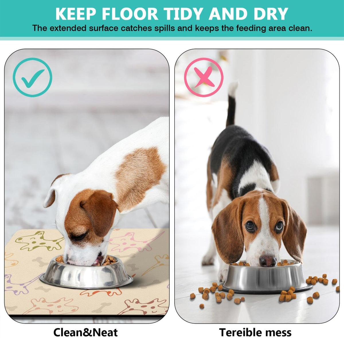 Pet Feeding Mat for Floors Waterproof Dog Mat for Food and Water Absorbent Quick Dry Non Slip mat