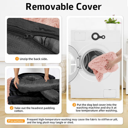 GGIB Calming Dog Bed Fluffy Plush Dog Mat for Furniture Protector with Removable Washable Cover for