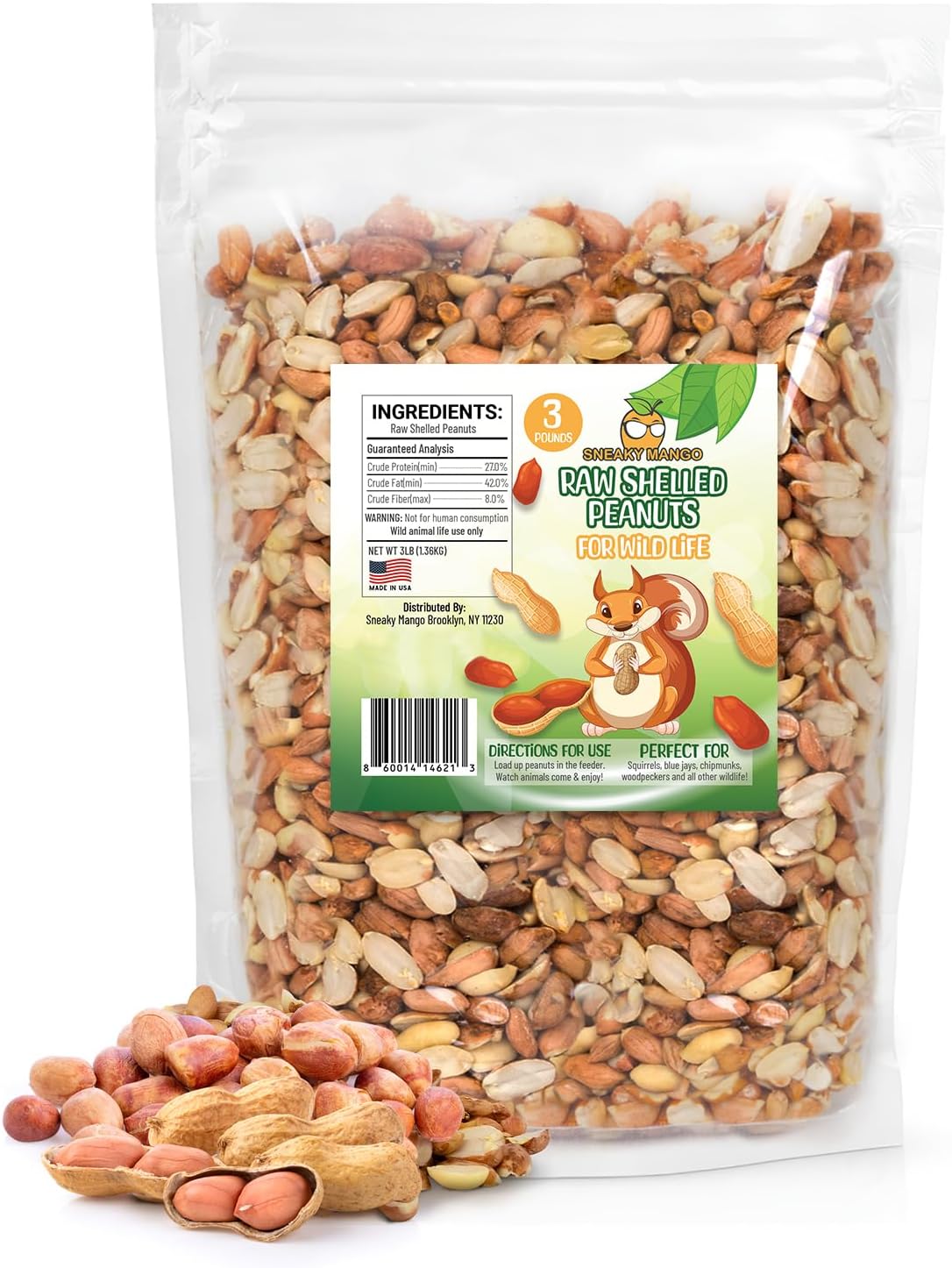 Premium Quality Raw Out of Shell Peanuts - 3 Pound - Shelled Peanuts for Birds – Wildlife Quality