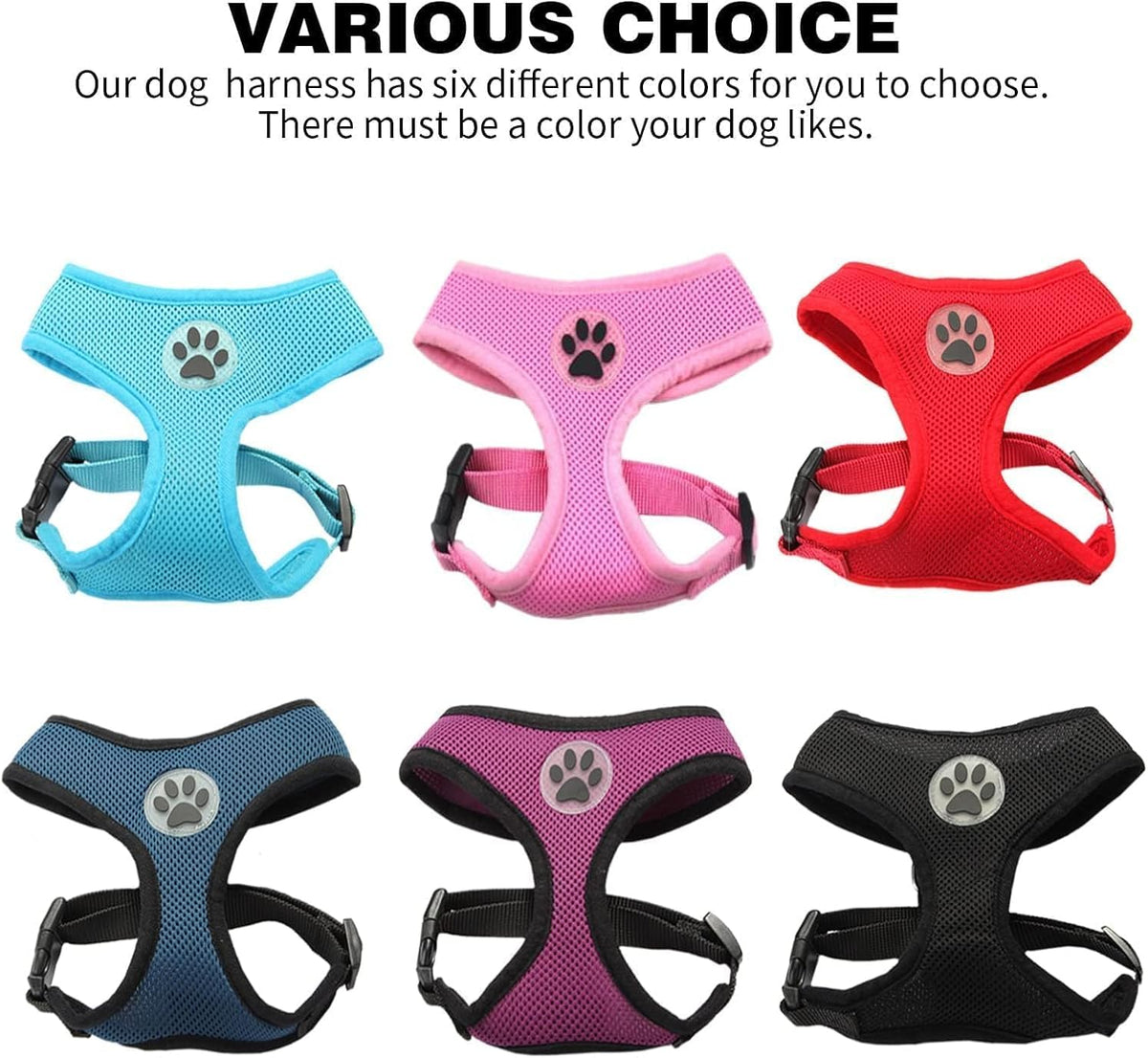 BINGPET No Pull Dog Harness for Small Medium Dogs,All Weather Mesh Step in Vest Harness for Small