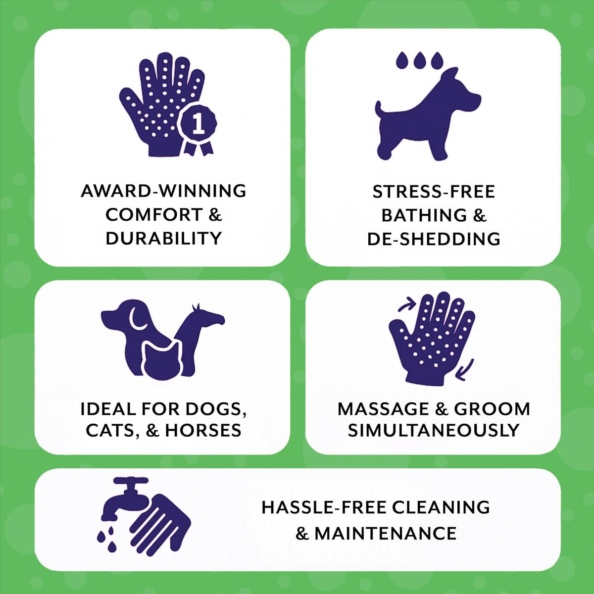 H HANDSON Pet Grooming Gloves - Patented #1 Ranked, Award Winning Shedding, Bathing, & Hair Remover