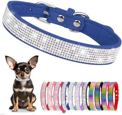Rhinestone Dog Collar for Small Dogs, Bling Diamond Fancy Crystal Glitter Pretty Jewel Pet Puppy