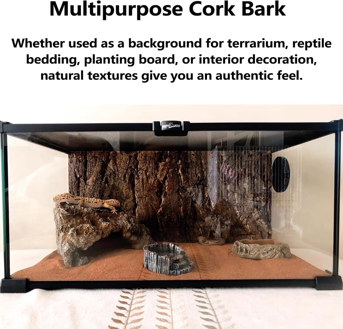 BNOSDM 4pcs Reptile Cork Bark Terrarium Background Bearded Dragon Tank Decor for Lizard Bearded