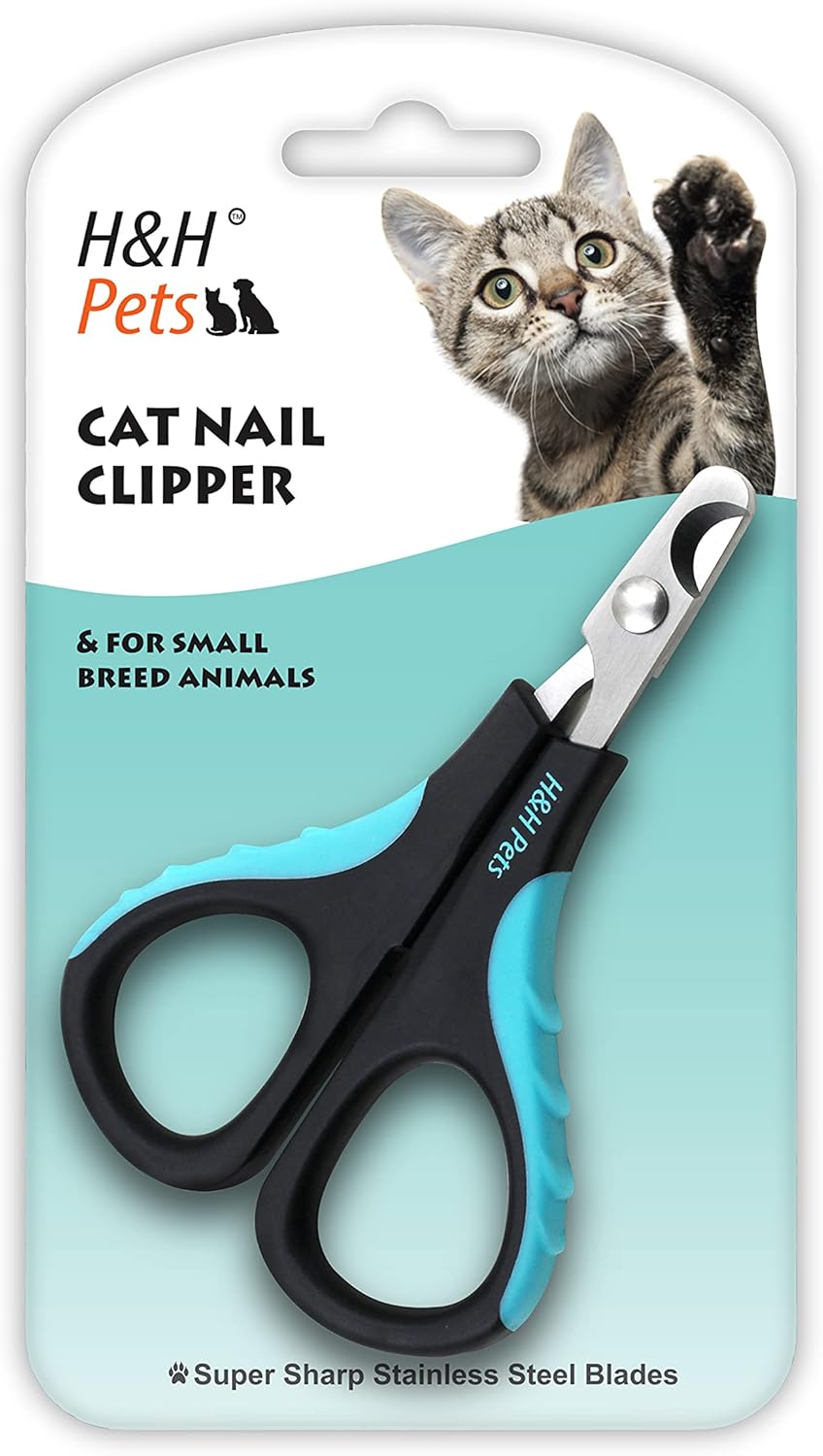Cat Nail Clipper by H&H Pets - Professional Sharp Stainless Steel Claw Clipper Trimmer with Sturdy
