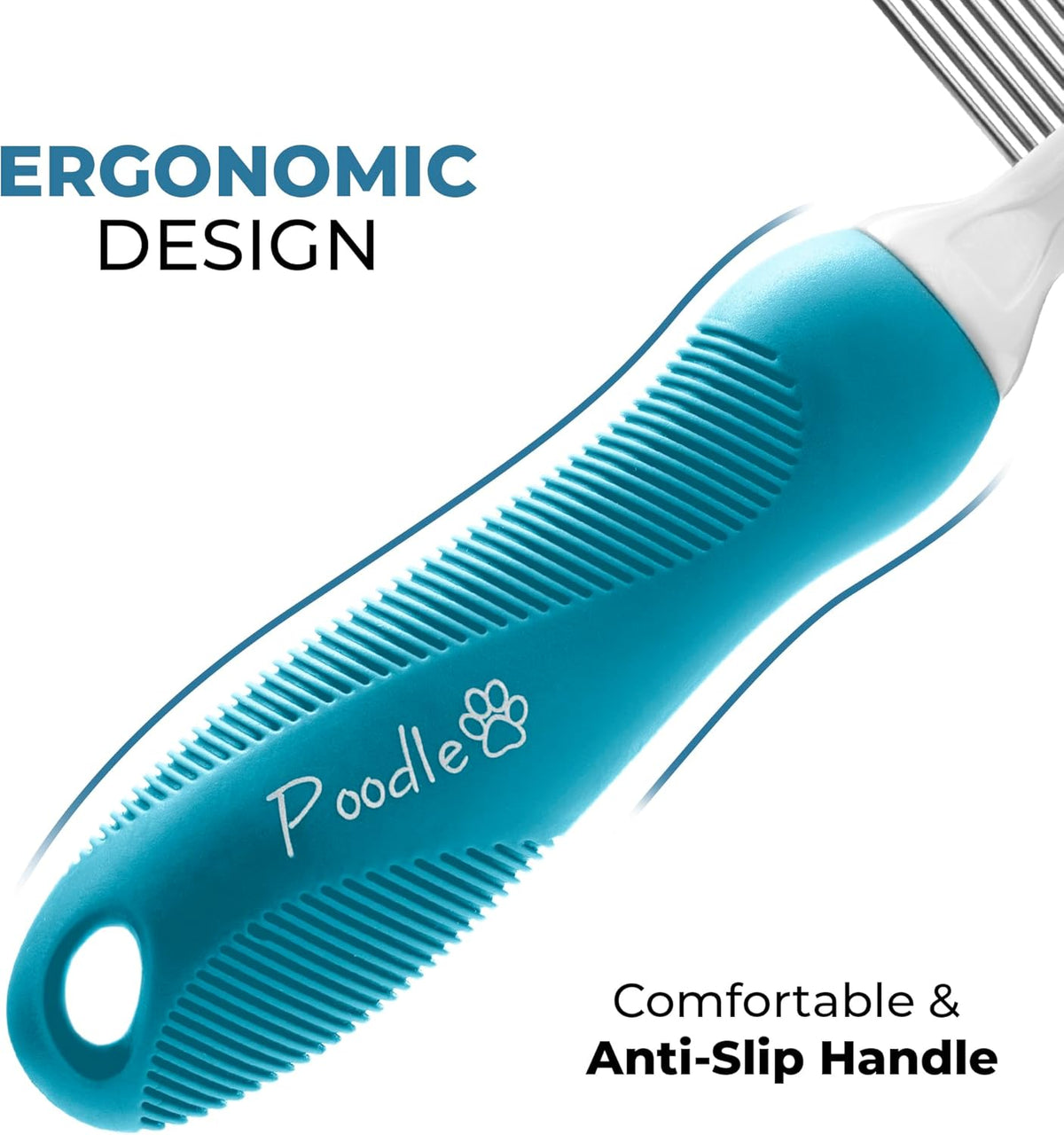 Poodle Grooming Comb - Metal Dematting Comb with Long & Short Stainless Steel Teeth for Removing