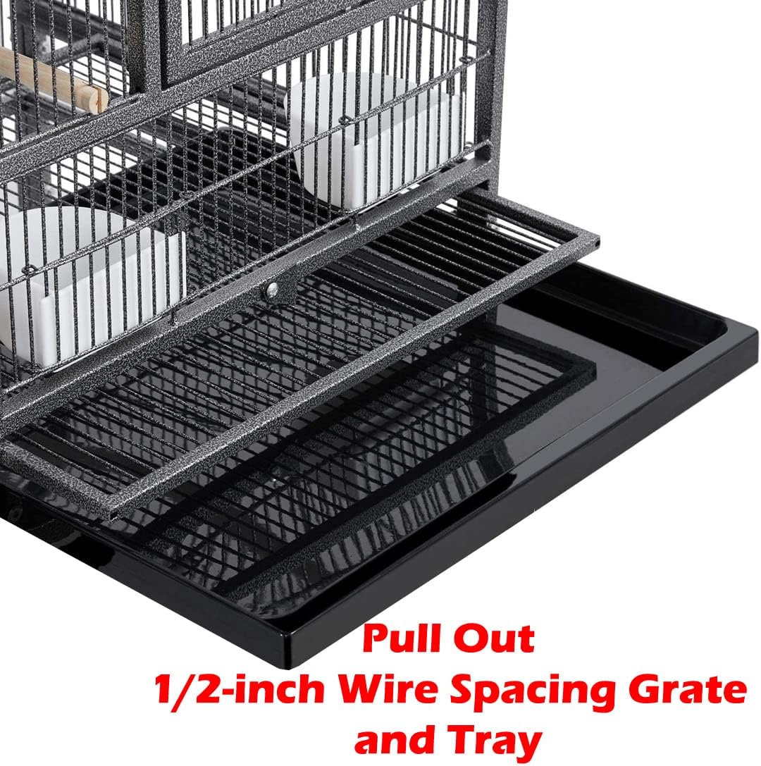 42" Stackable Center Divided Breeder Breeding Bird Flight Double Rolling Cage for Aviaries Canaries