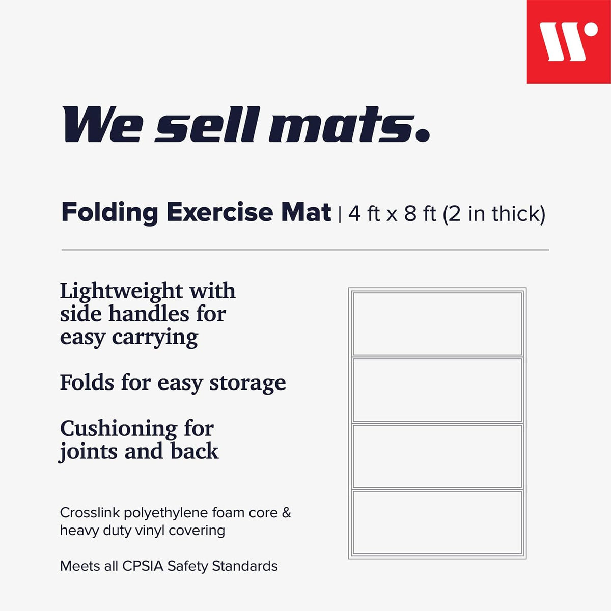 We Sell Mats - 4 ft x 8 ft x 2 in Personal Fitness & Exercise Mat for Home Workout - Lightweight