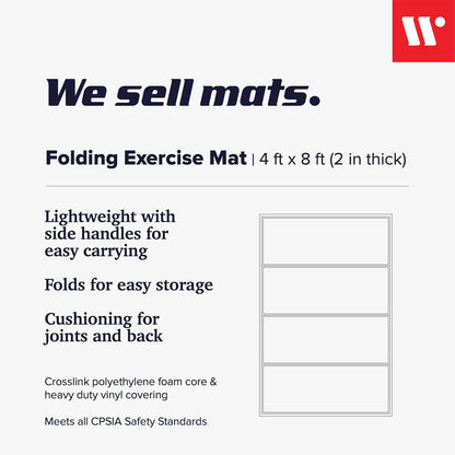 We Sell Mats - 4 ft x 8 ft x 2 in Personal Fitness & Exercise Mat for Home Workout - Lightweight