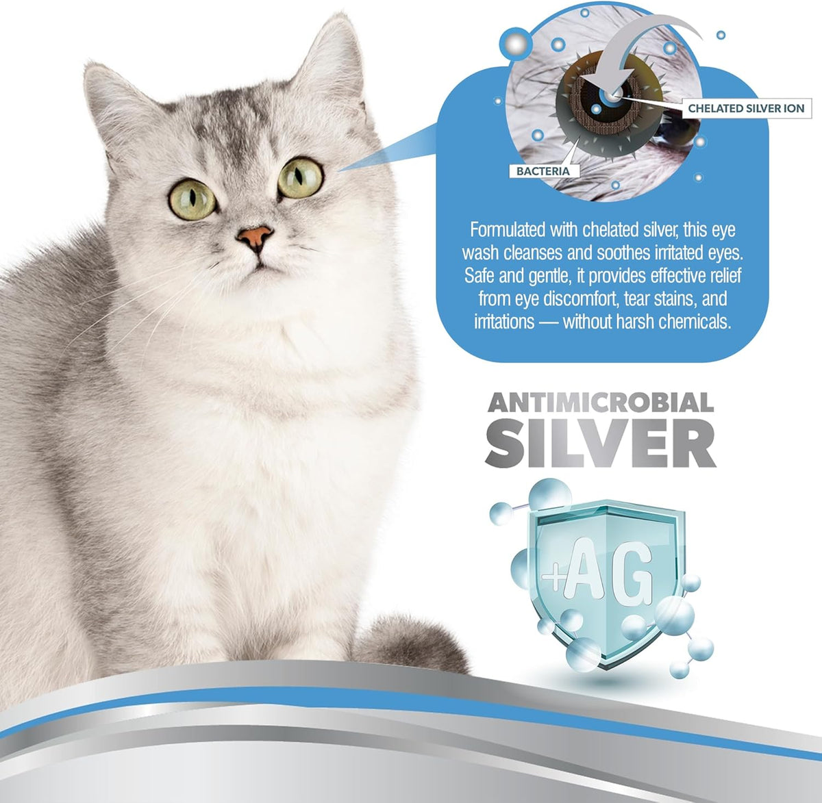 PetSilver Eye Drops for Dogs and Cats - Natural Dog Eye Wash - Relief for Inflammation & Irritation