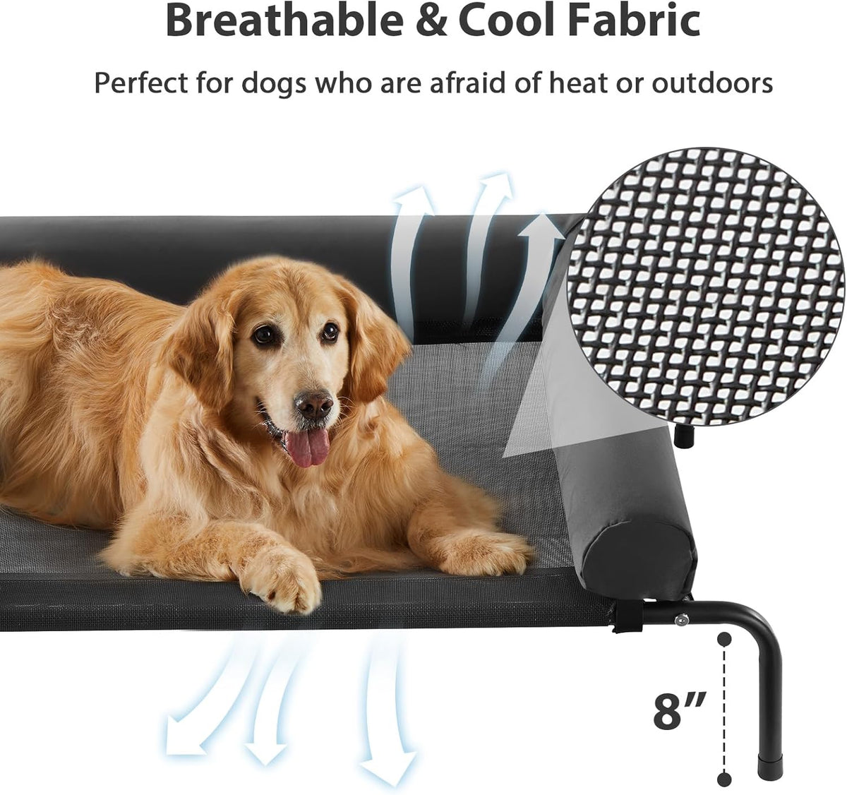 RRPETHOME Large Elevated Cooling Dog Bed, Raised Dog Cot Beds for Large Dogs, Elevated Outdoor Pet