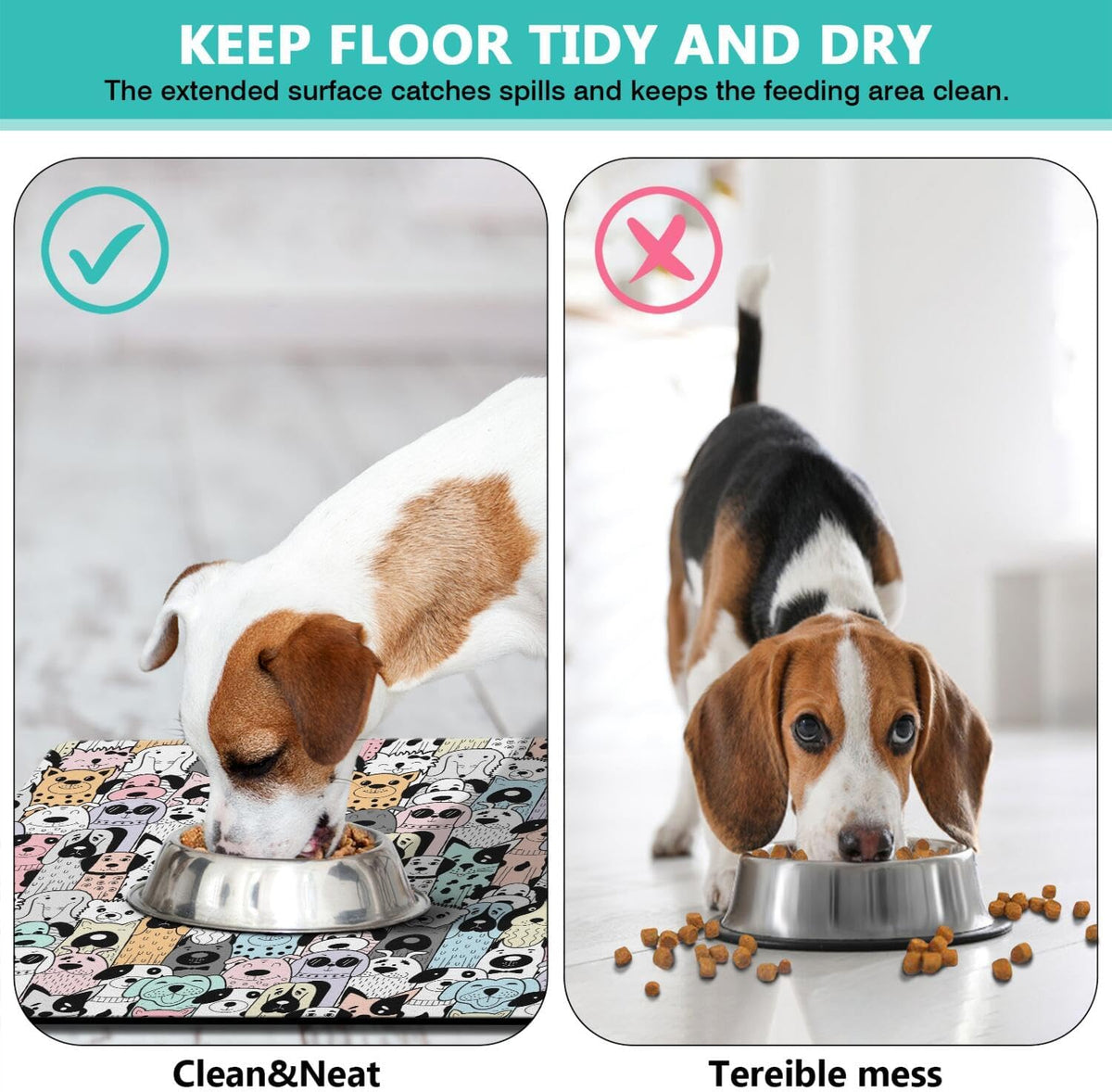 Pet Feeding Mat for Floors Waterproof Dog Mat for Food and Water Absorbent Quick Dry Non Slip mat