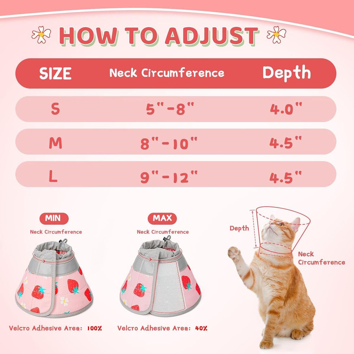 Cat Cone Collar Soft to Stop Licking, Adjustable, Foldable Lightweight Kitten Cones After Surgery