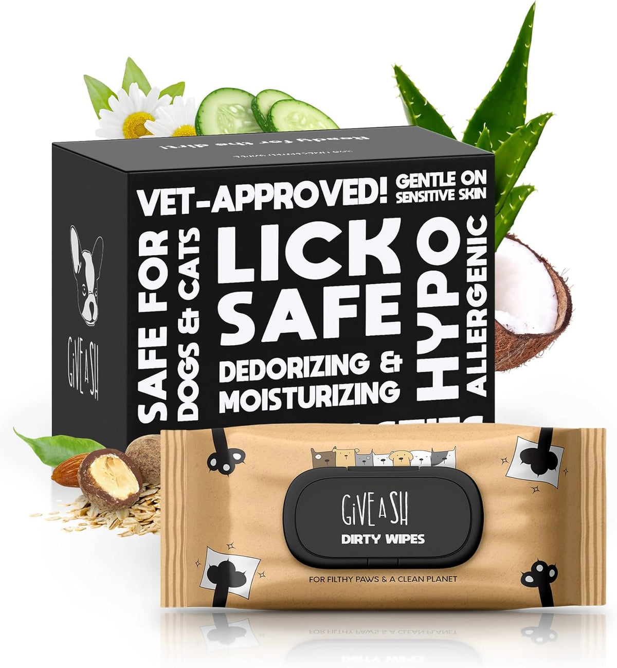 Lick-Safe Pet Wipes for Dogs & Cats - Vet-Approved & Hypoallergenic - Cleans Mud, Odors & Dander