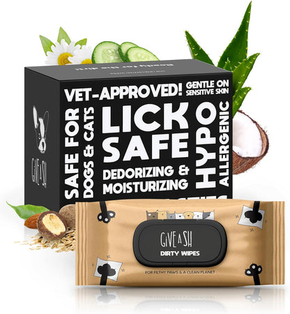 Lick-Safe Pet Wipes for Dogs & Cats - Vet-Approved & Hypoallergenic - Cleans Mud, Odors & Dander