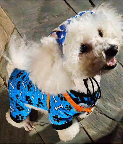 PET SHOW 4 Pack Small Dog Pajamas Paw Bone Patterns Cute Clothes for Medium Dogs Soft Fleece