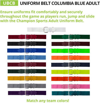 Champion Sports Baseball/Softball Uniform Belt, Comfort Stretch Fit Durable Syntex Tab - Youth &