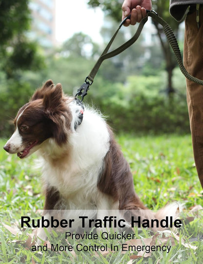 Heavy Duty Dog Leash with 2 Padded Handles & Advanced Easy Metal Clip, 4-6FT Shock Absorbing No