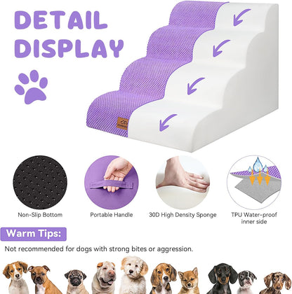 Dog Ramp and Stair for Bed 16" H-20 H,3-Step Cat Stair for Sofa and Chair,4-Step Dog Ramp for High