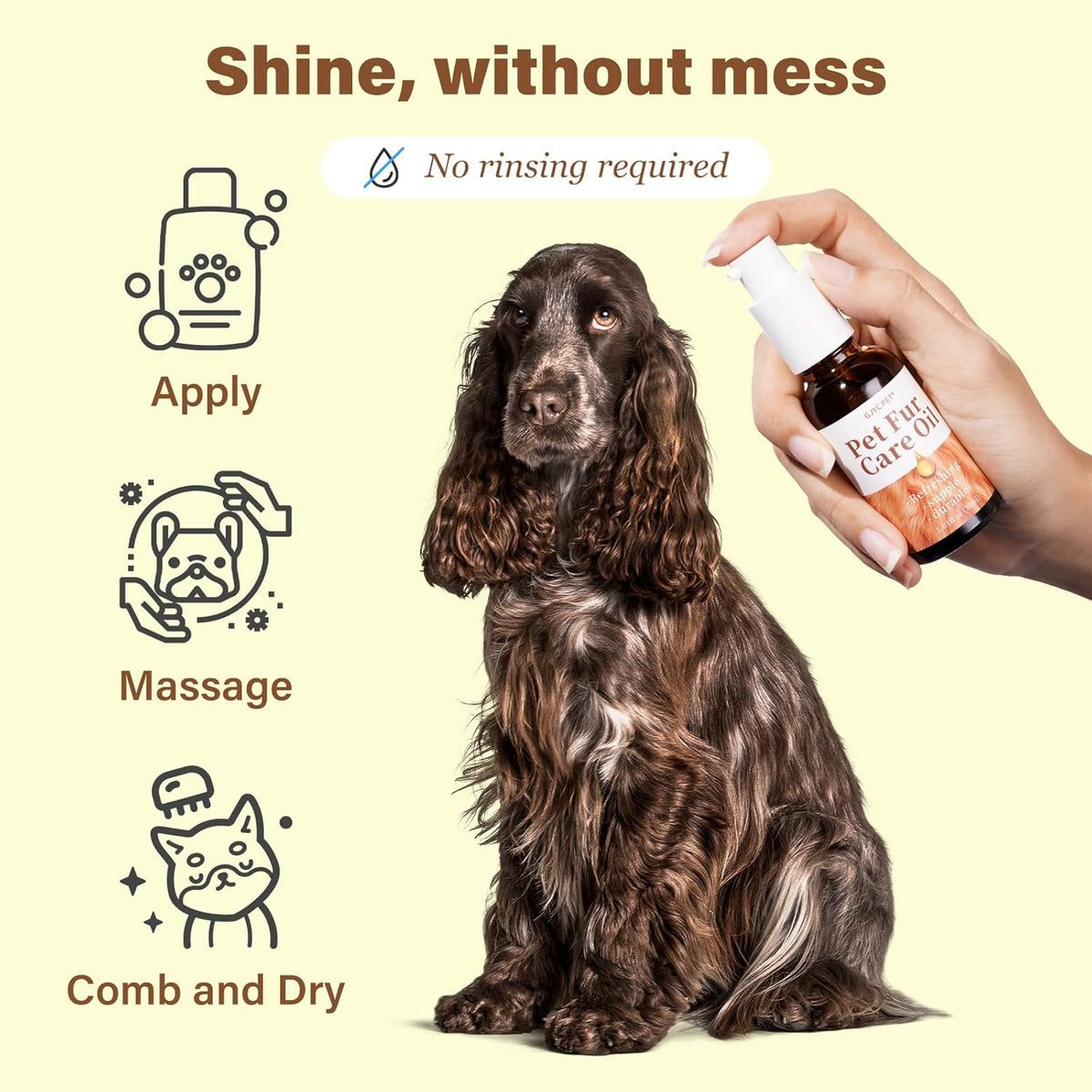 Pet Fur Care Oil - Detangles, Reduces Shedding - Adds Shine with Collagen & Natural Oils - Leave-in