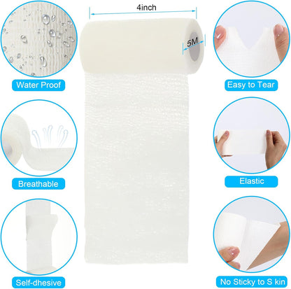 Treela 36 Pcs Self Adherent Bandage 4" X 5 Yard Wrap Breathable Cohesive Bandage Elastic Adhesive