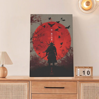 Japanese Armored Samurai Wall Art Modern Japan Warrior Canvas Wall Decor Asian Oriental Bushido