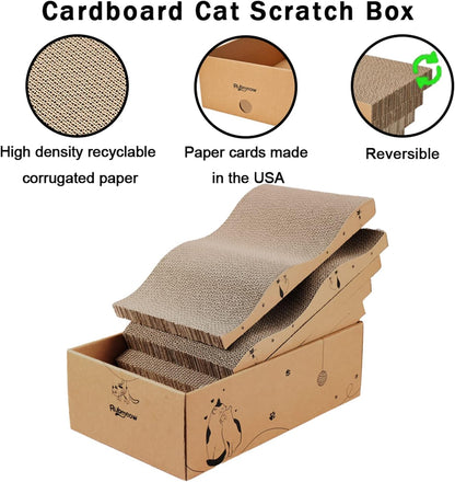 Cat Scratcher Cardboard Scratch Pad Box for Indoor Cats,5pcs Scratching Board Bed Reversible