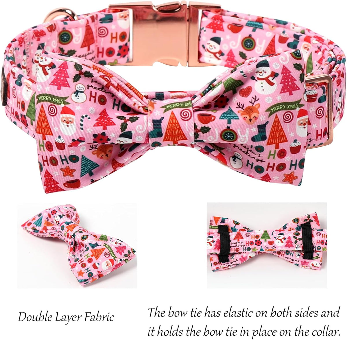 Lionet Paws Christmas Dog Collar with Bow tie,Cute Ho Christmas Tree Snowman Pink Dog Collar Bow