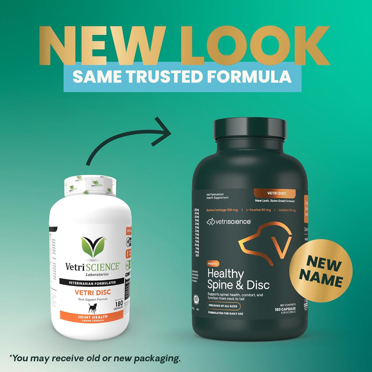 VetriScience Healthy Spine & Disc Easy-Open Capsules, Back & Spinal Support Chondroitin & Taurine