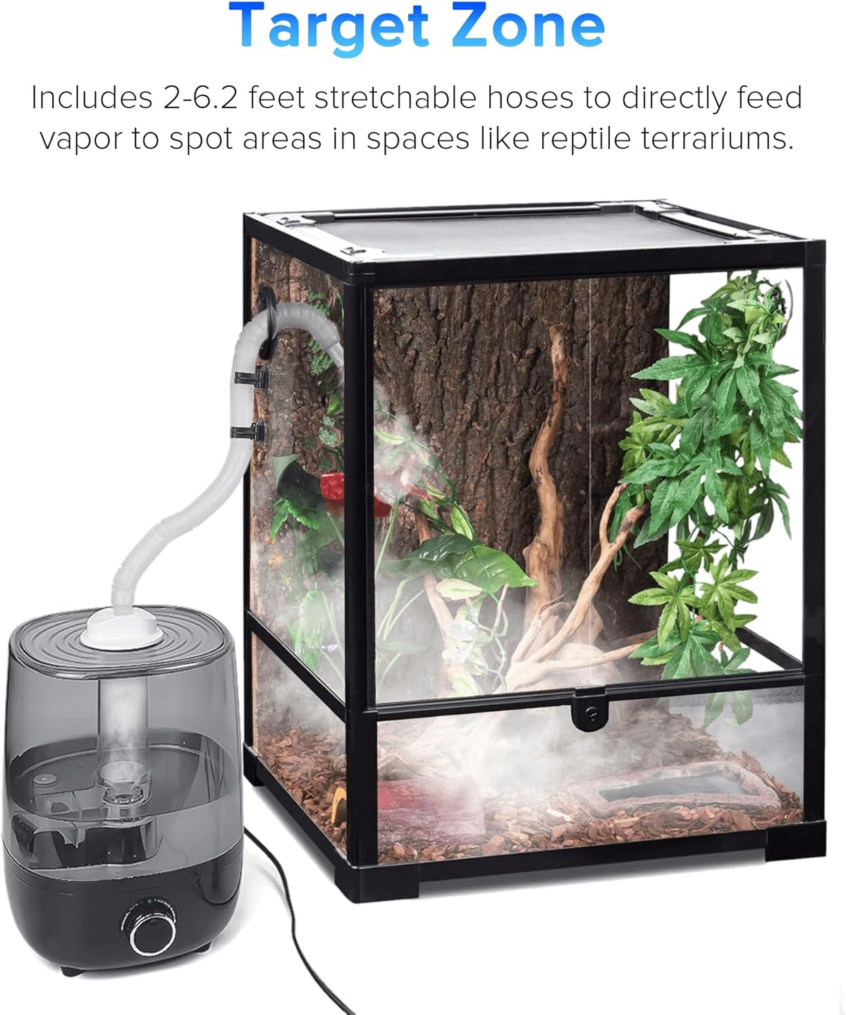 Top fill Reptile Fogger Terrariums Humidifier Fog Machine Mister with 4L Visible Large Tank &