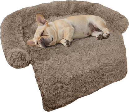 Calming Dog Bed Fluffy Plush Dog Mat for Furniture Protector with Removable Washable Cover for