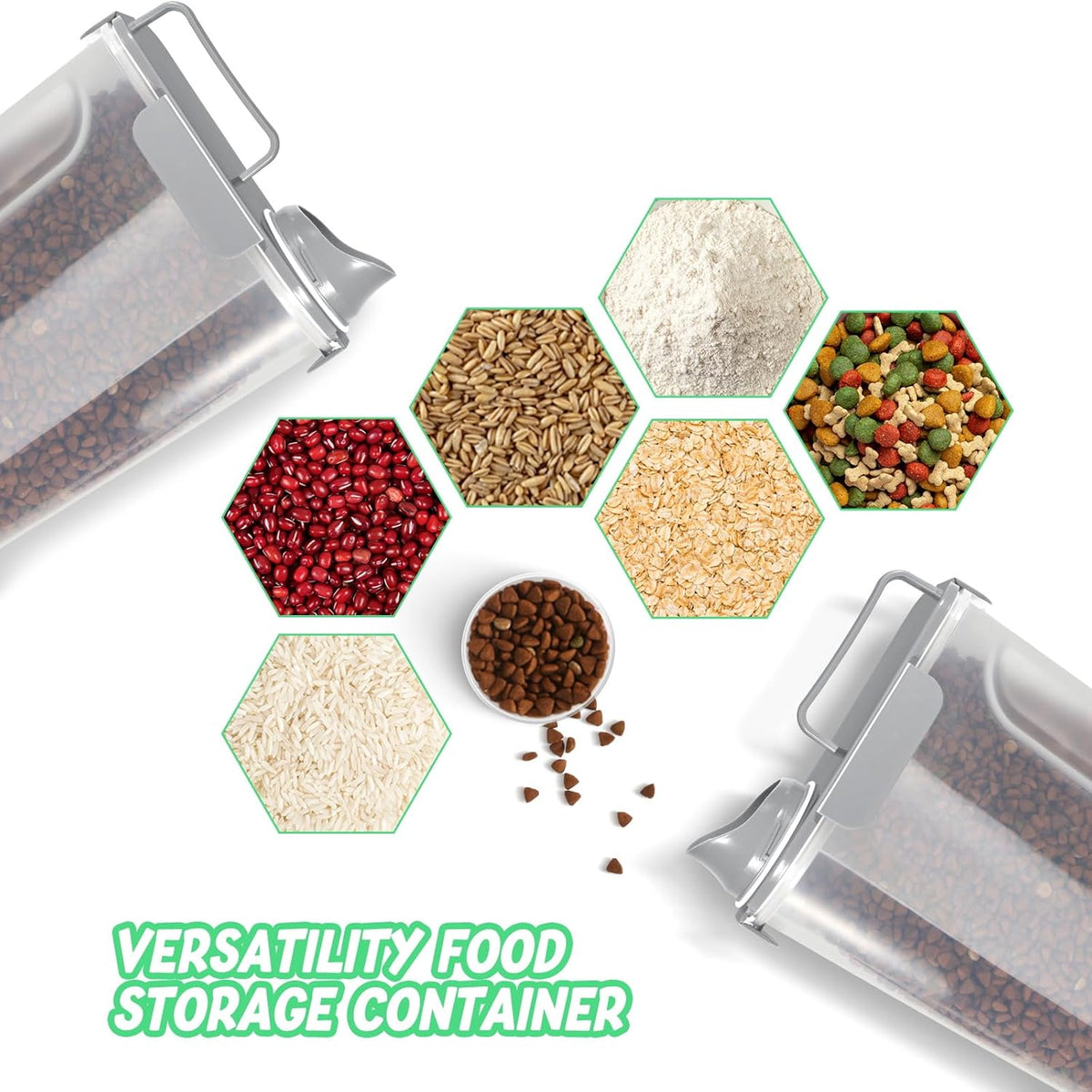 5-7Lbs Dog Cat Food Storage Container with Upgraded Large Nozzle BPA-free, 4 Snap Seals Plastic Pet