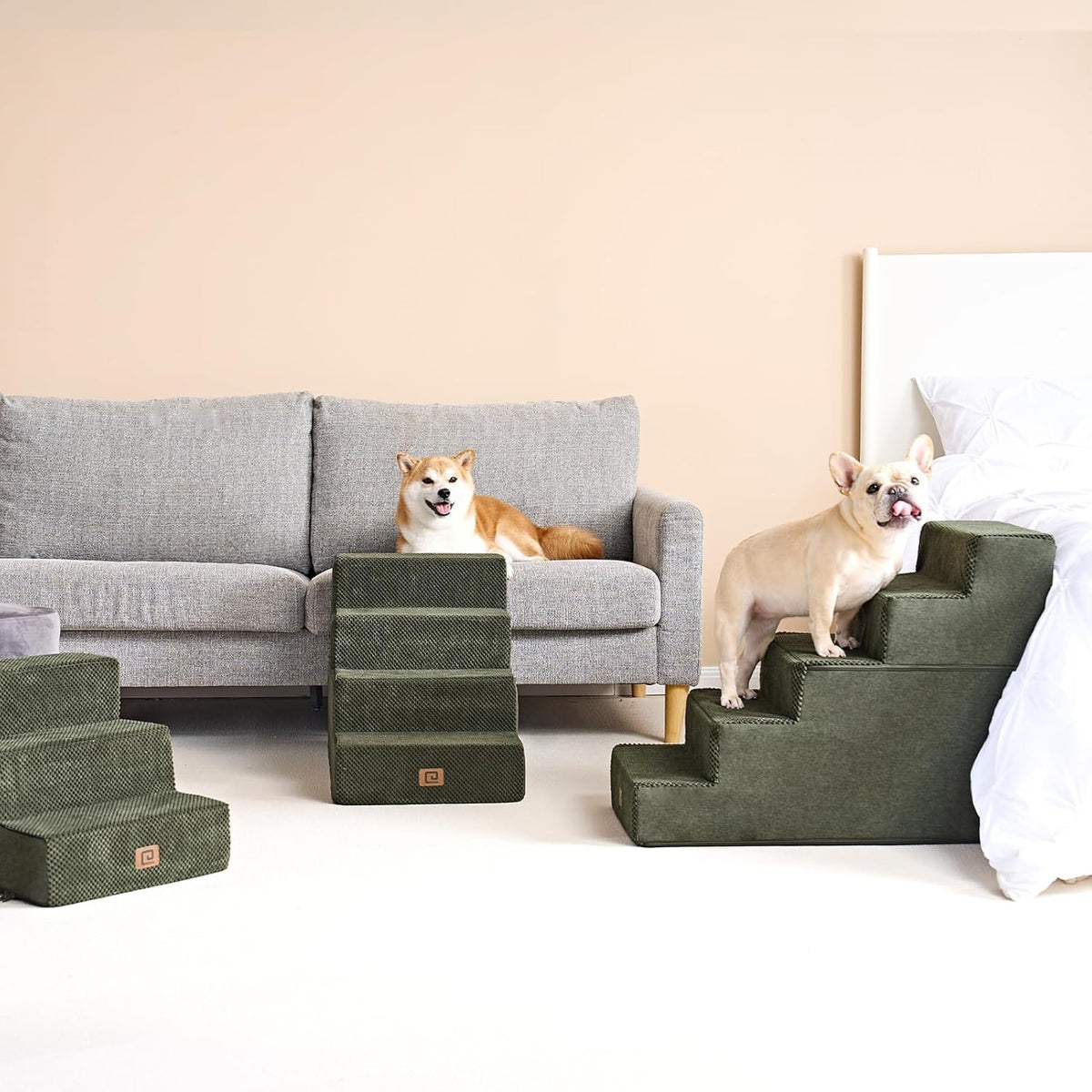 EHEYCIGA Dog Stairs for High Bed 22.5" H, 5-Step Dog Steps for Bed, Pet Steps for Small Dogs and