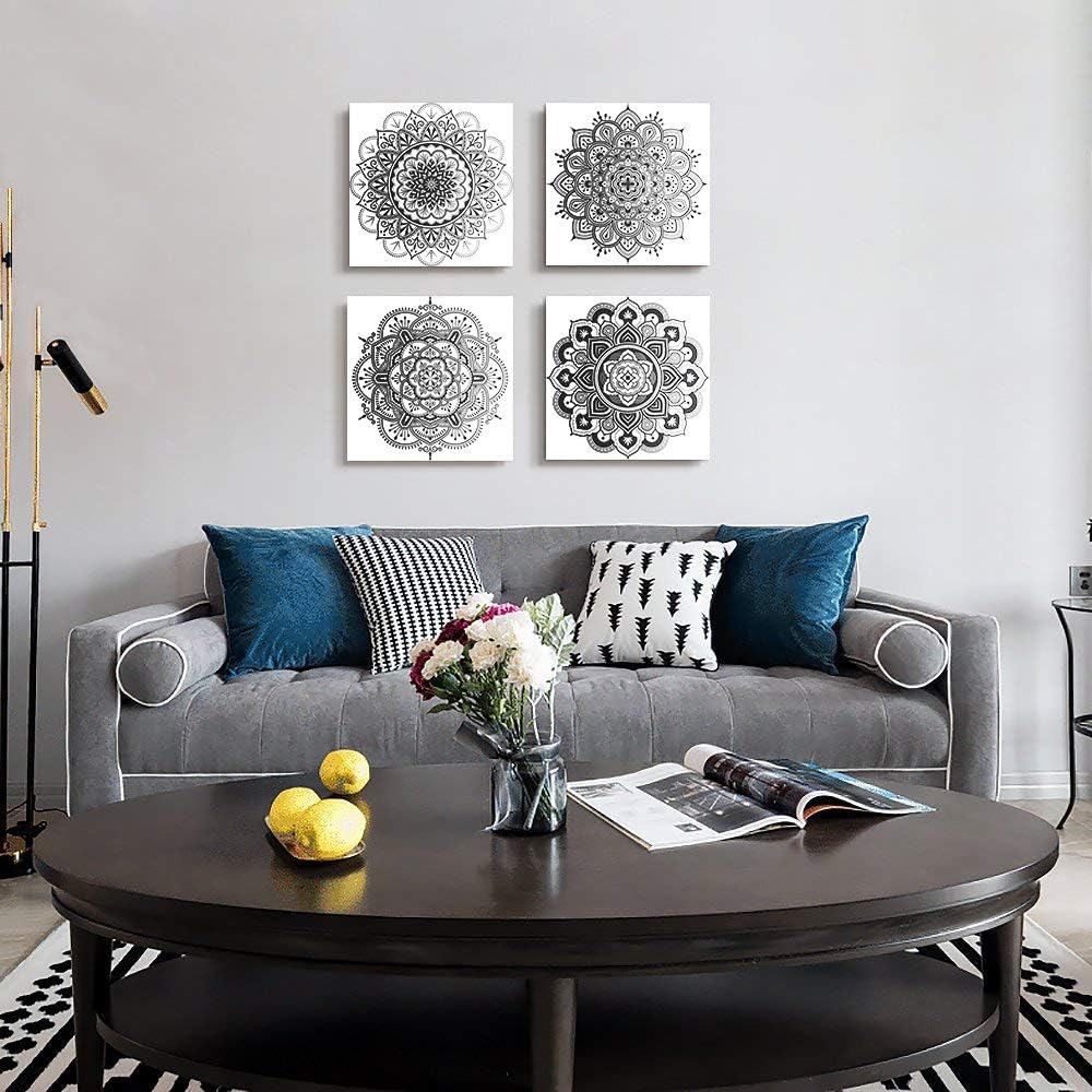 Black and white art Decorative pattern Canvas Wall Art for Living Room Bedroom wall decor Bathroom