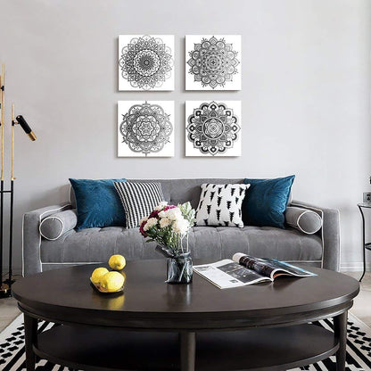 Black and white art Decorative pattern Canvas Wall Art for Living Room Bedroom wall decor Bathroom