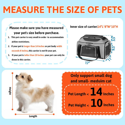 Petskd Top-Expandable Pet Carrier 17x11x9.5 Inches Alaska Airline Approved, Soft-Sided Carrier for