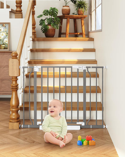 29"-40" Baby Gate for Stairs, Auto Close Stroller Friendly Dog Gate Indoor for Doorways, Pressure