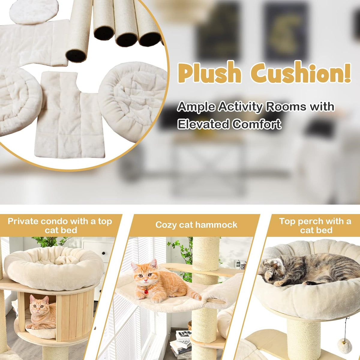 PETSITE 68.5" Tall Cat Tree, Multi-Level Modern Cat Tower with Sisal Scratching Posts, Top Perch