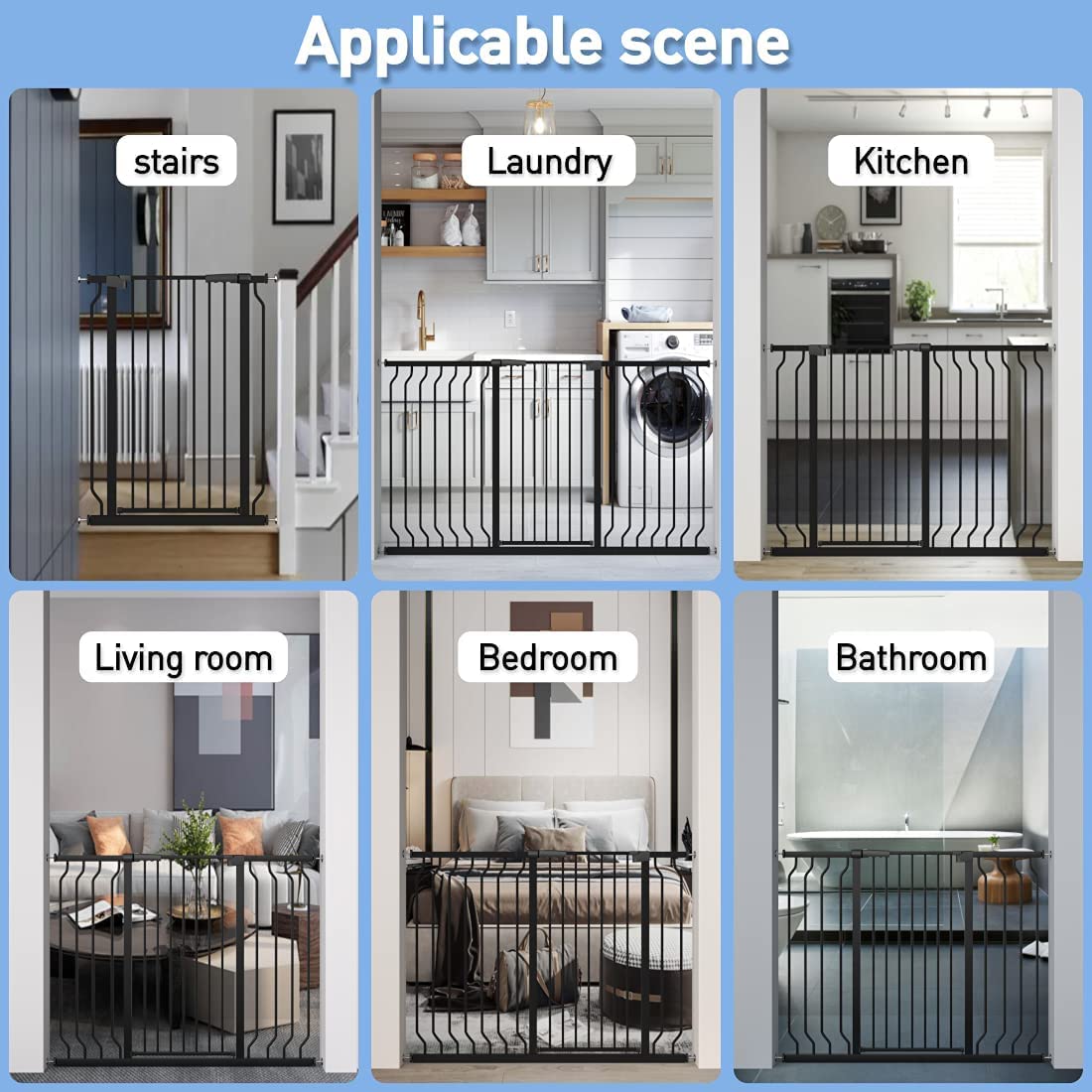 WAOWAO Extra Tall 40.55" Baby Gate 29.92-46.85" Wide Pressure Mounted Walk Through Swing Auto Close