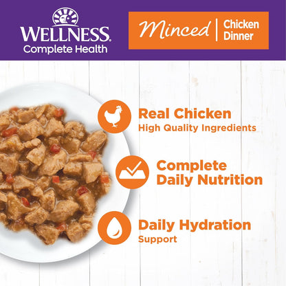 Wellness Complete Health Minced Adult Wet Cat Food, Natural, Protein-Rich, Grain Free, 3 Ounce , 24