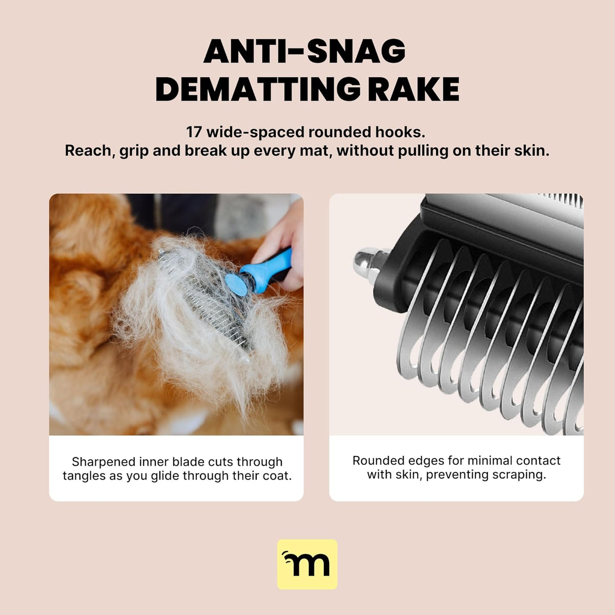 MalsiPree Dog Brush for Shedding - Large, Blue, 2-in-1 - Deshedding Dog Grooming Brush & Undercoat