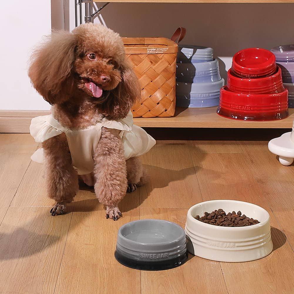 Sweejar Gradient Dog Bowl, Ceramic Dog Food Dish for Puppy and Kitten, Porcelain Pet Bowl for Food
