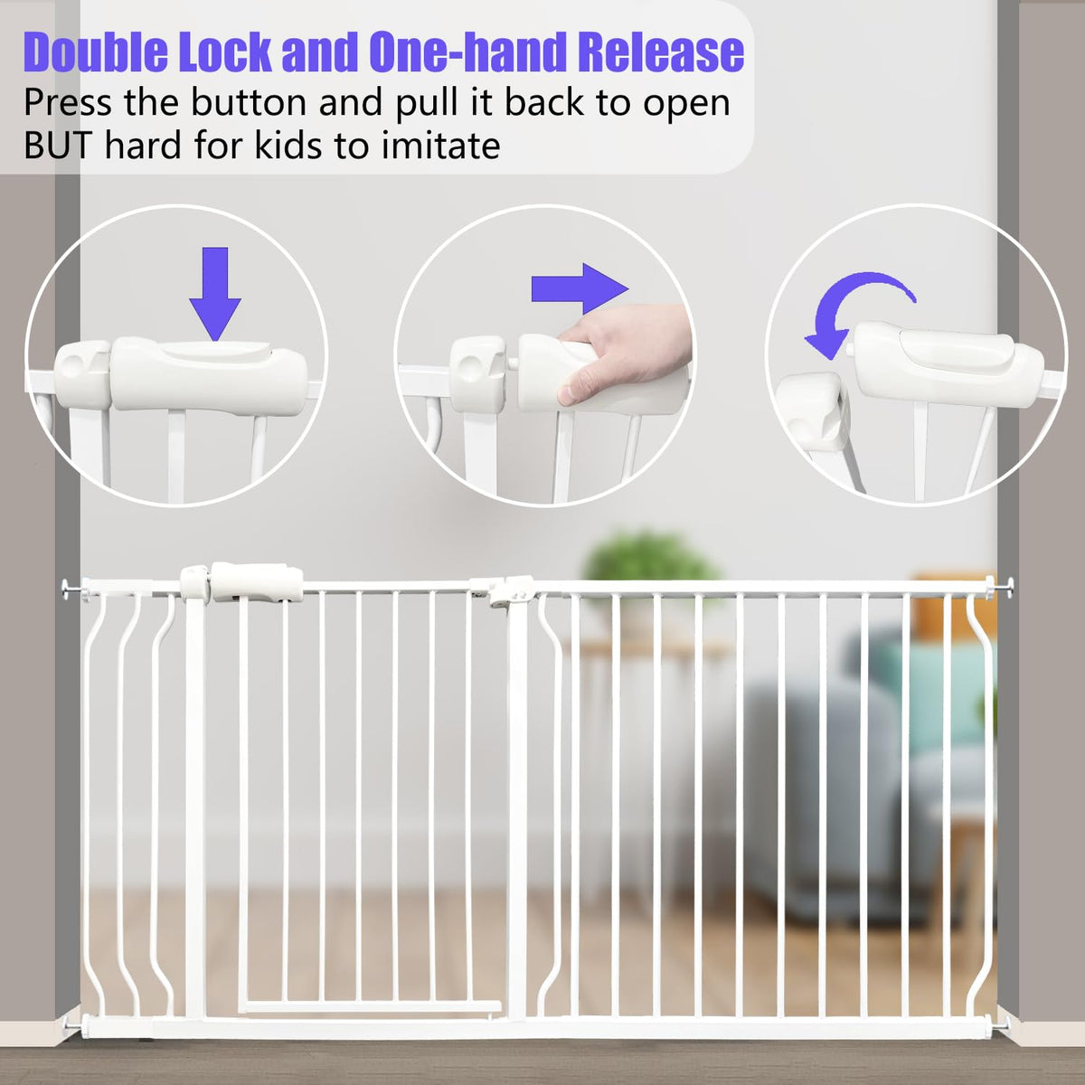Extra Wide 76.4-81 Inch Large Baby Gates for Stairs, Doorways - No Drilling, Pressure Mounted Pet