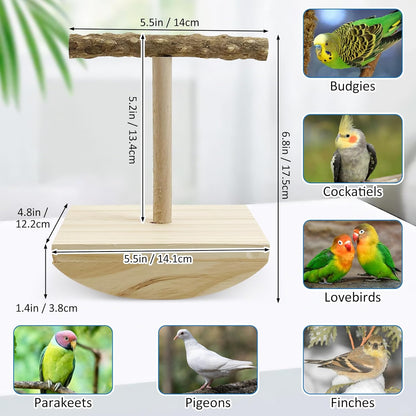 kathson Bird Training Stand, Parakeet Playground Bird Perch Stand Portable Tabletop Bird Perch