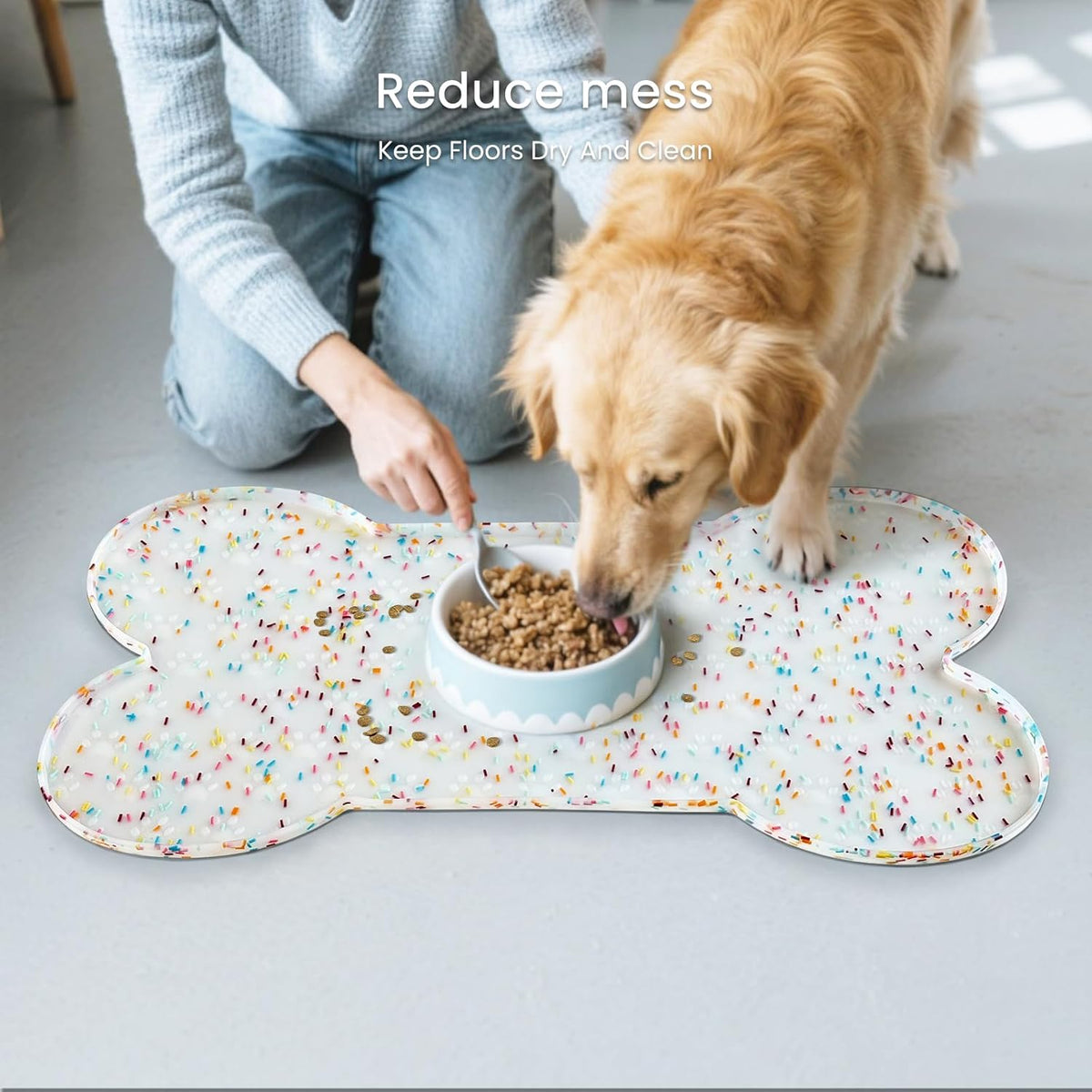 Dog Food Mat Anti-Slip Silicone Dog Bowl Mat Thicker Pet Placemat Waterproof Cat Feeder Pad with