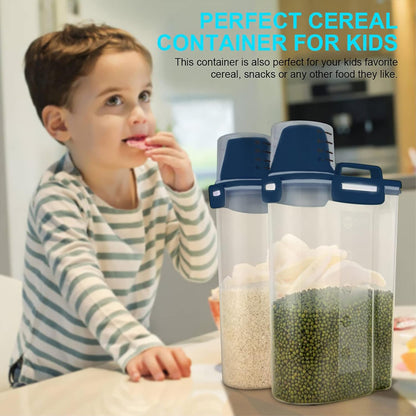 Rice Airtight Dry Food Storage Containers, BPA Free Plastic Storage Bin Dispenser with Pourable