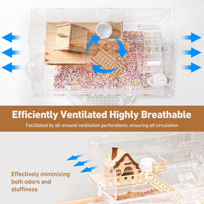 Hamster Cage 8 in 1 with All Accessories, Portable Hamster Cages with Full Transparent Viewing