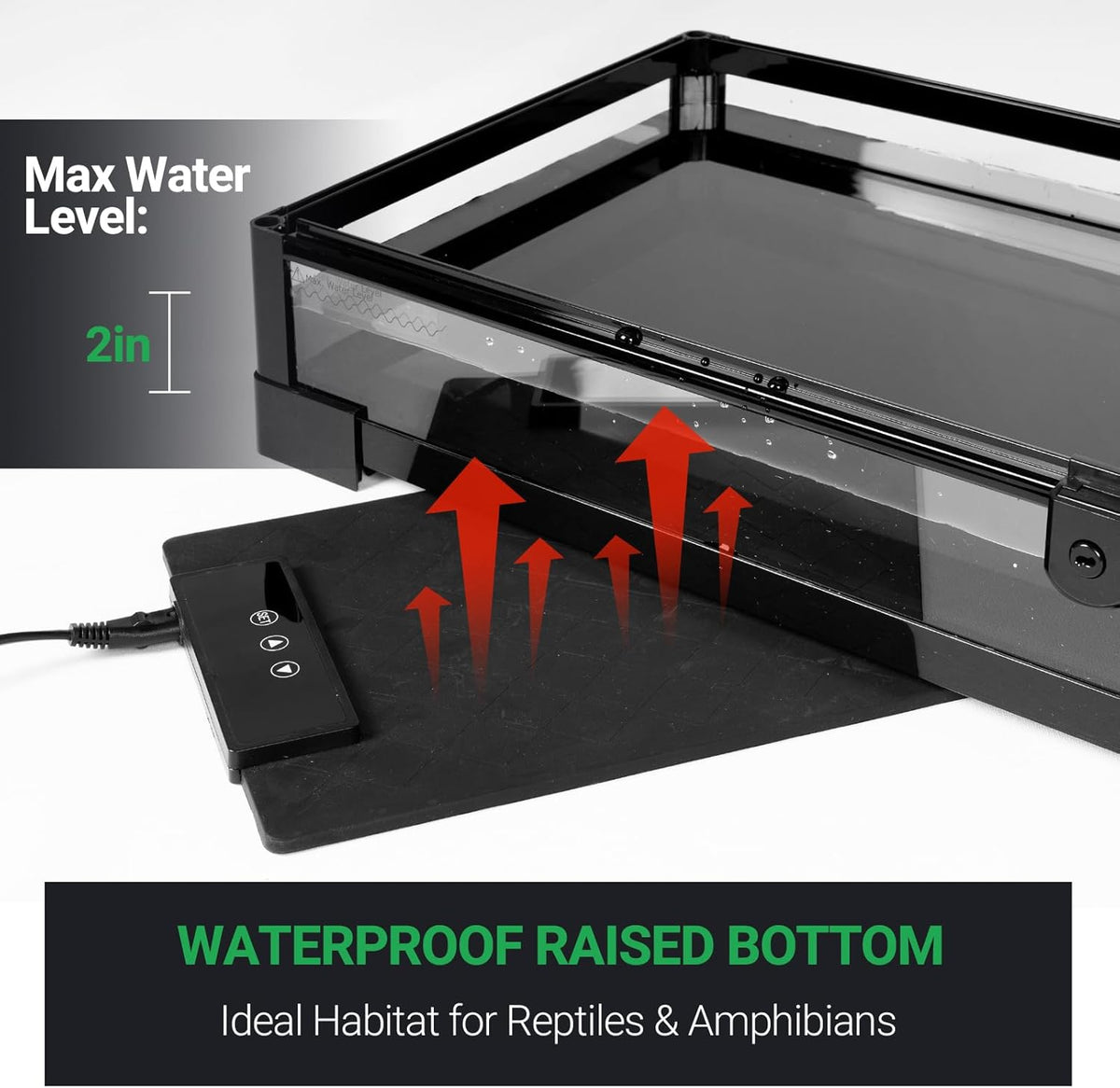 Tempered Glass Reptile Tank, 30x12x12 Inch Front Opening Terrarium with Top Screen Ventilation &