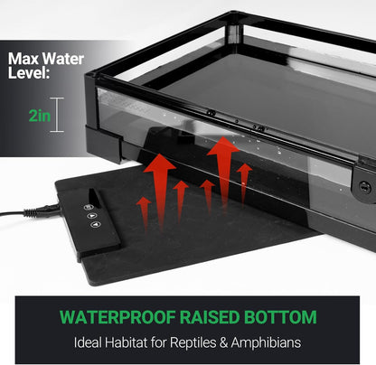 Tempered Glass Reptile Tank, 30x12x12 Inch Front Opening Terrarium with Top Screen Ventilation &