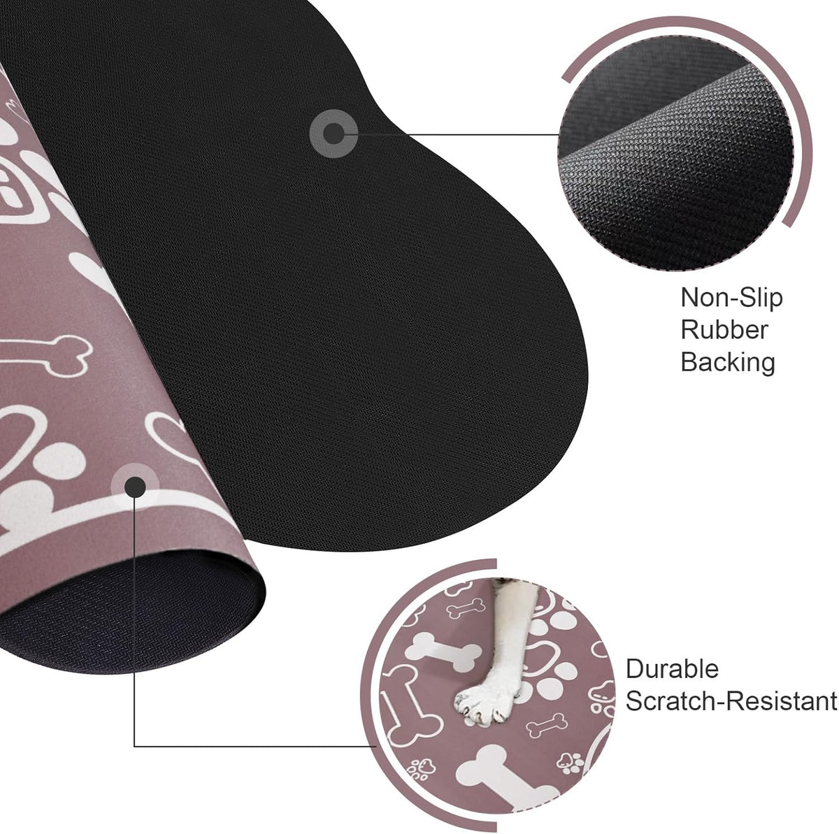 Dog Cat Mat for Food and Water,Rapid Absorbent Pet Feeding Mat, Bone Shaped Dog Placemat Bowl Mat